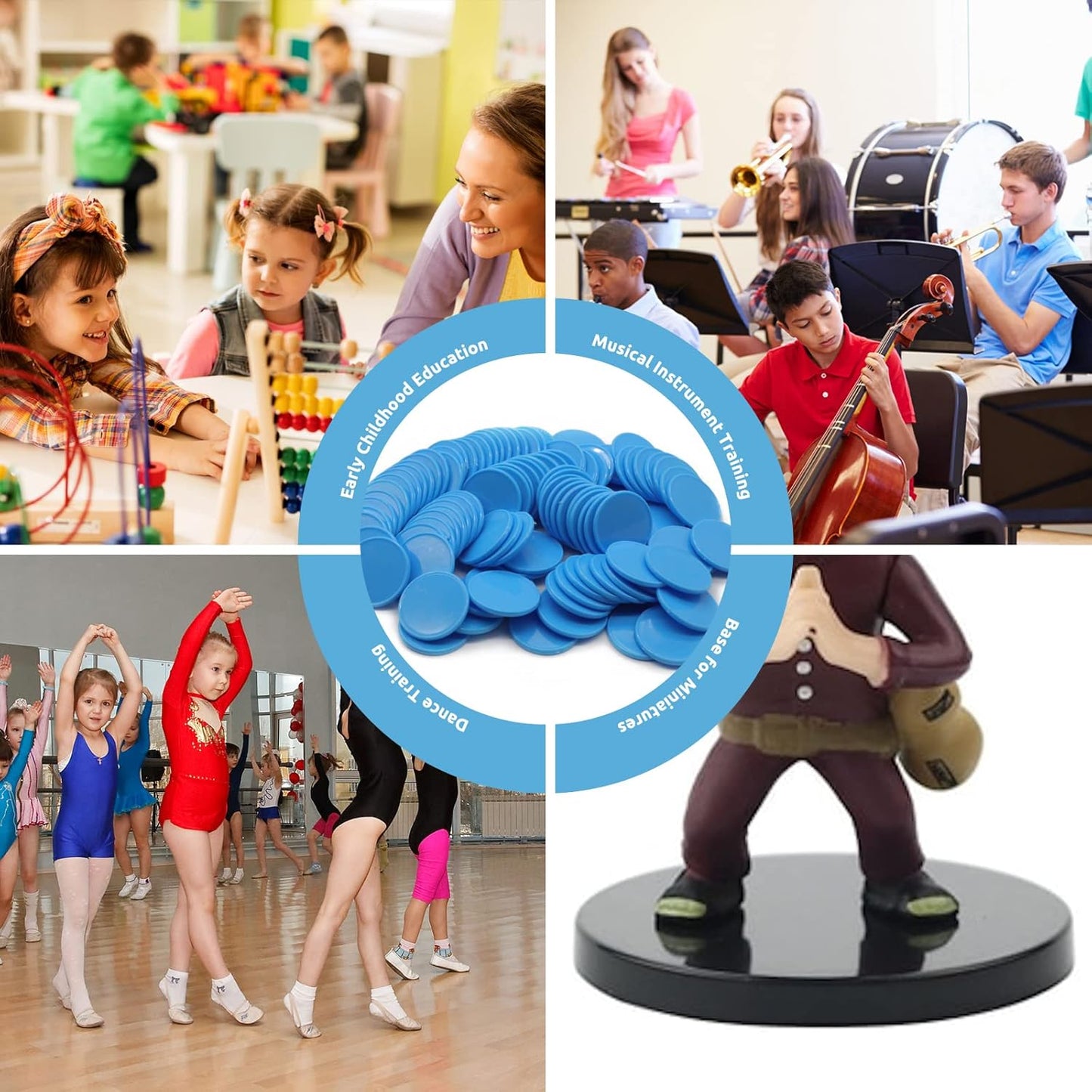 Set of 100 Opaque Plastic Learning Counters Mini Poker Chips Game Tokens with Storage Box (Deepsky Blue, 1.26 Inch)