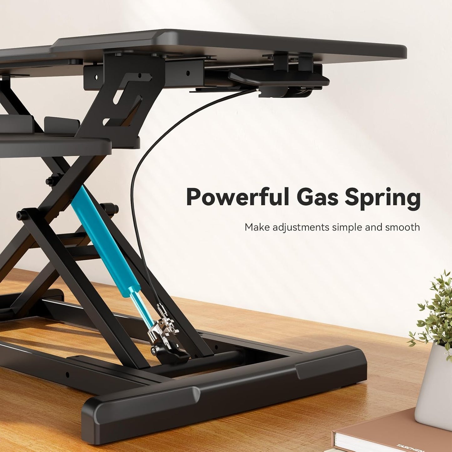 35" Standing Desk Converter, Height Adjustable Desktop Riser with Keyboard Tray for Two Monitors, Sit to Stand up Computer Workstation for Home Office, Black