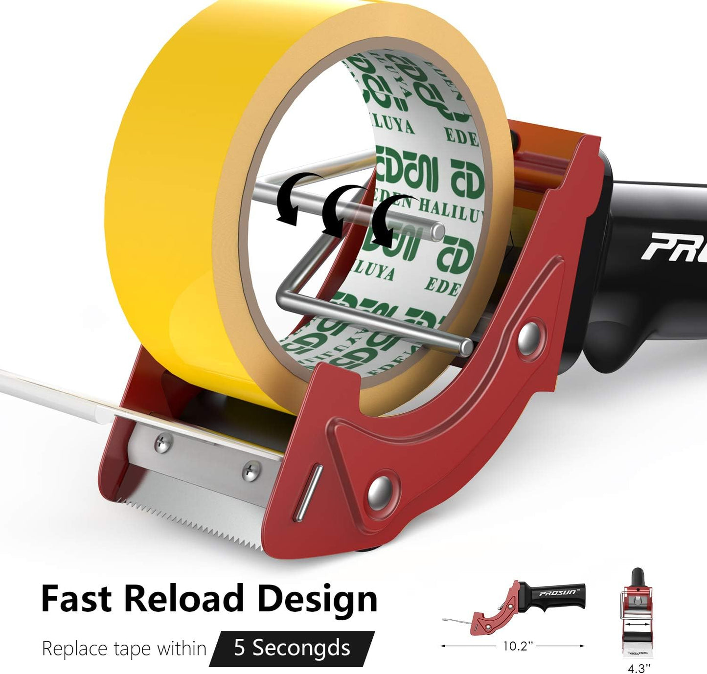 Fast Reload 2 Inch Tape Gun Dispenser Packing Packaging Sealing Cutter TG01 (Red)