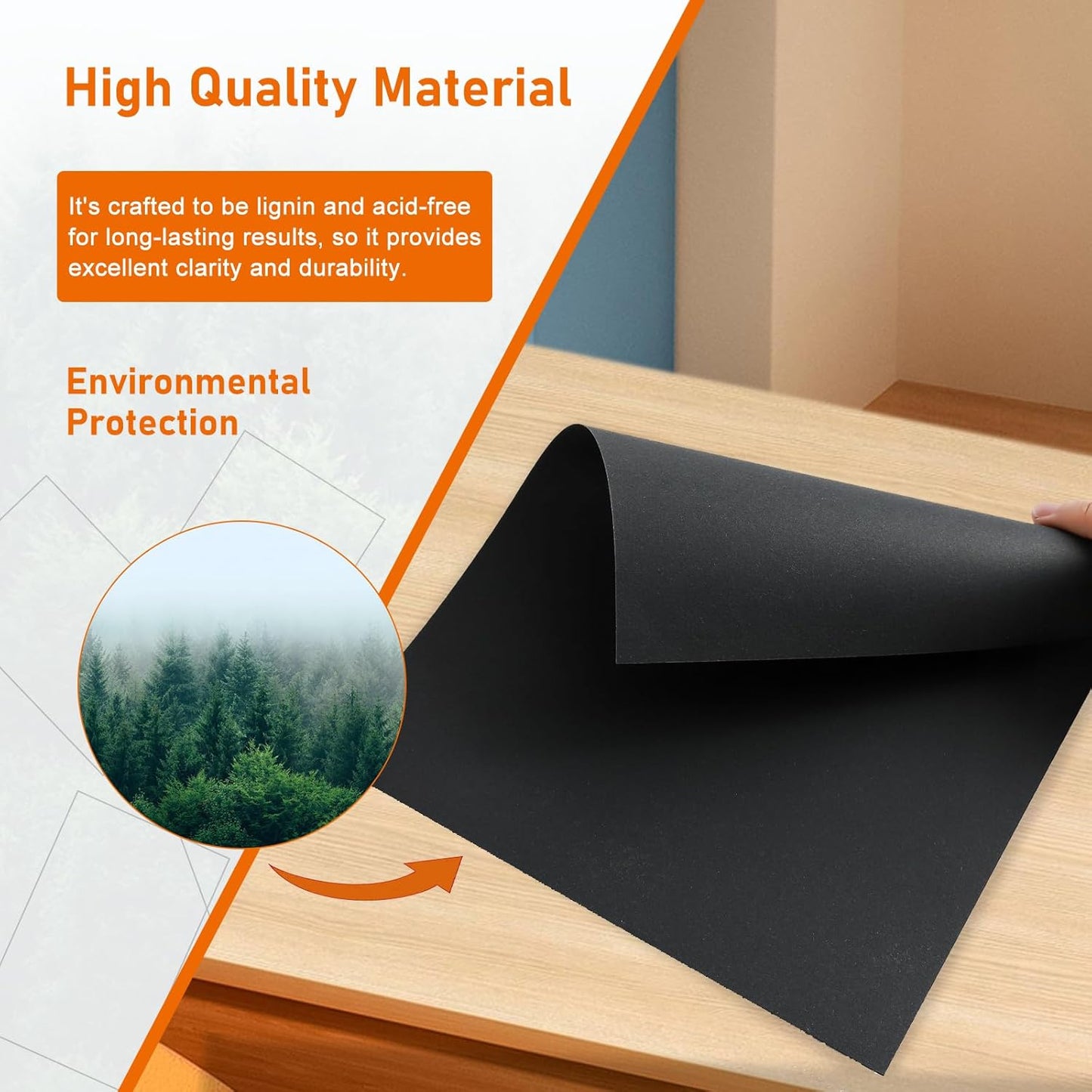 100 Sheets Black Cardstock 8.5 x 11 Certificate Paper, 92lb Heavyweight Printer Paper Card Stock for Invitatins, Crafting, Memus, DIY Making Cards, School Scrapbooking, Graduations