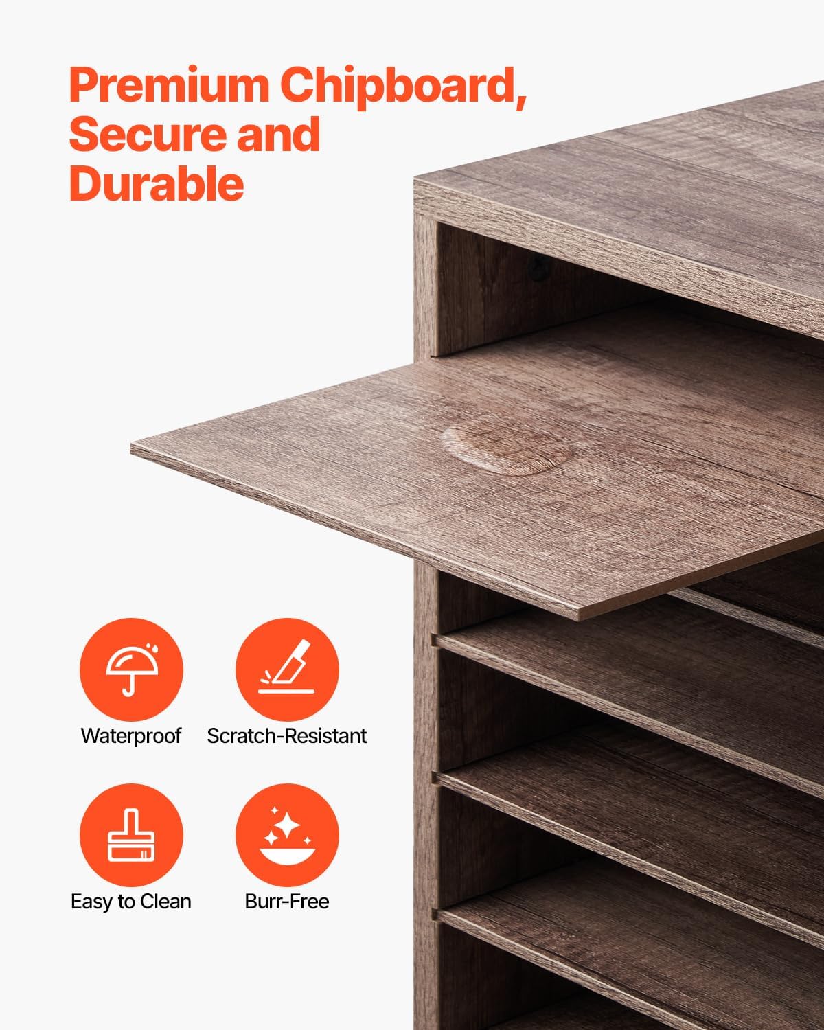 VEVOR Literature Organizer, 27 Compartments Office Mailbox with Removable Shelves, Wood Mailbox Sorter Particle Board Office Home Classroom Storage, File Sorter for File, Document, Paper, Black-Grey