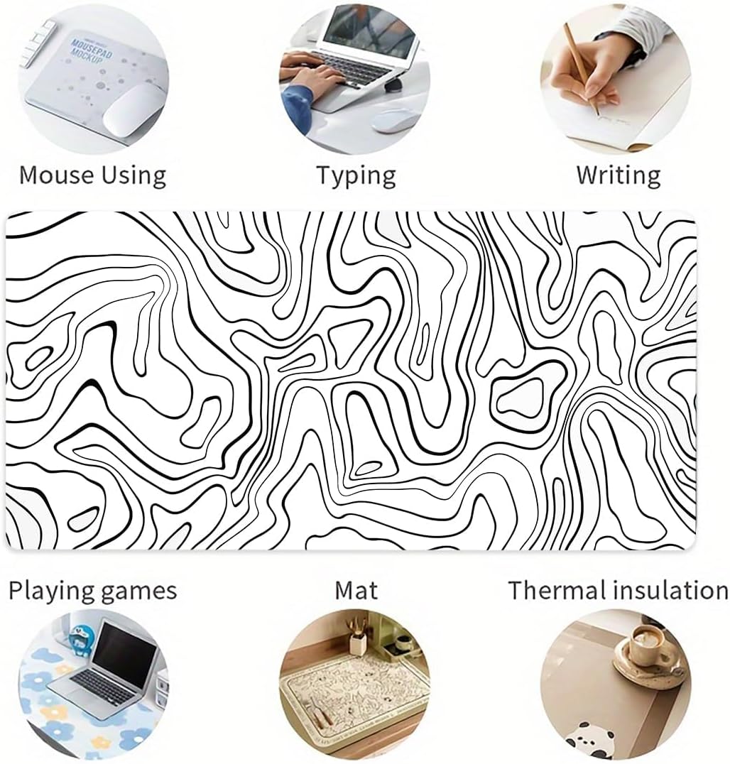 Large Gaming Mouse Pad with Stitched Edges, Anti-Slip Base, for Keyboard and Mouse