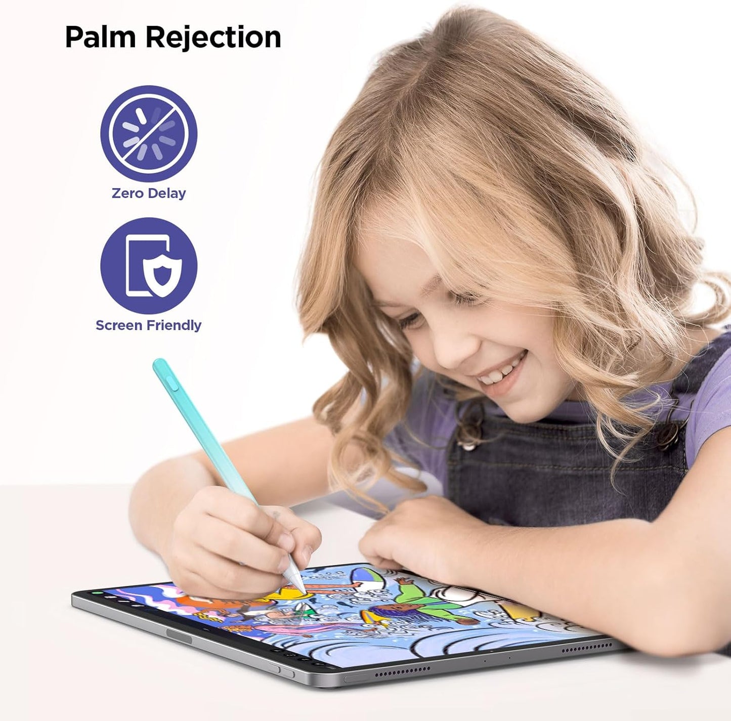 Stylus Pencil for iPad 2018-2024, 15Mins Fast Charge, Palm Rejection, Tilt Sensitivity - Compatible With iPad 10/9/8/7/6, Pro 12.9"/11"/13" M4, Air 5/4/3/11"-13" M2, Mini 6/5