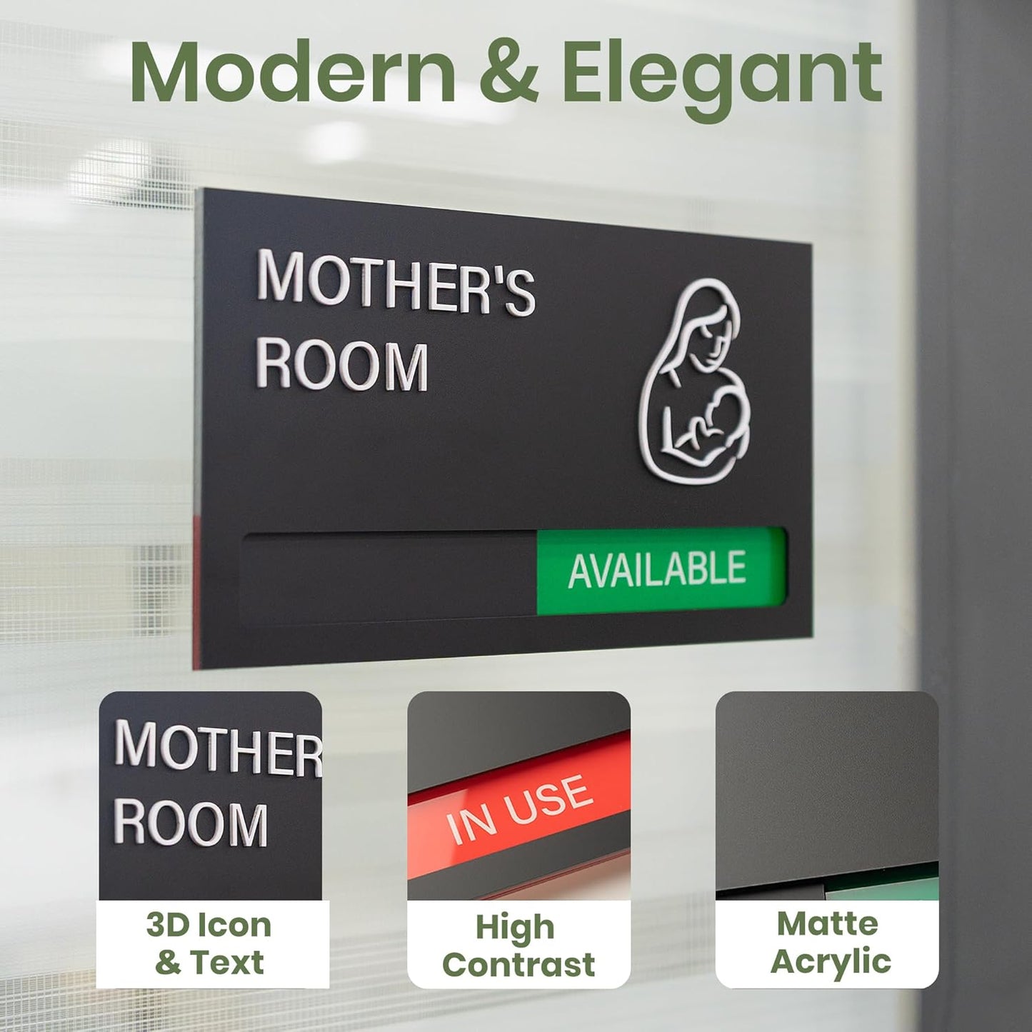 Wellness Room Sign, Do Not Disturb Office Door Signs, Available In Use Sign, Privacy Sliding Door Signs Tell Whether Wellness Room Vacant or Occupied