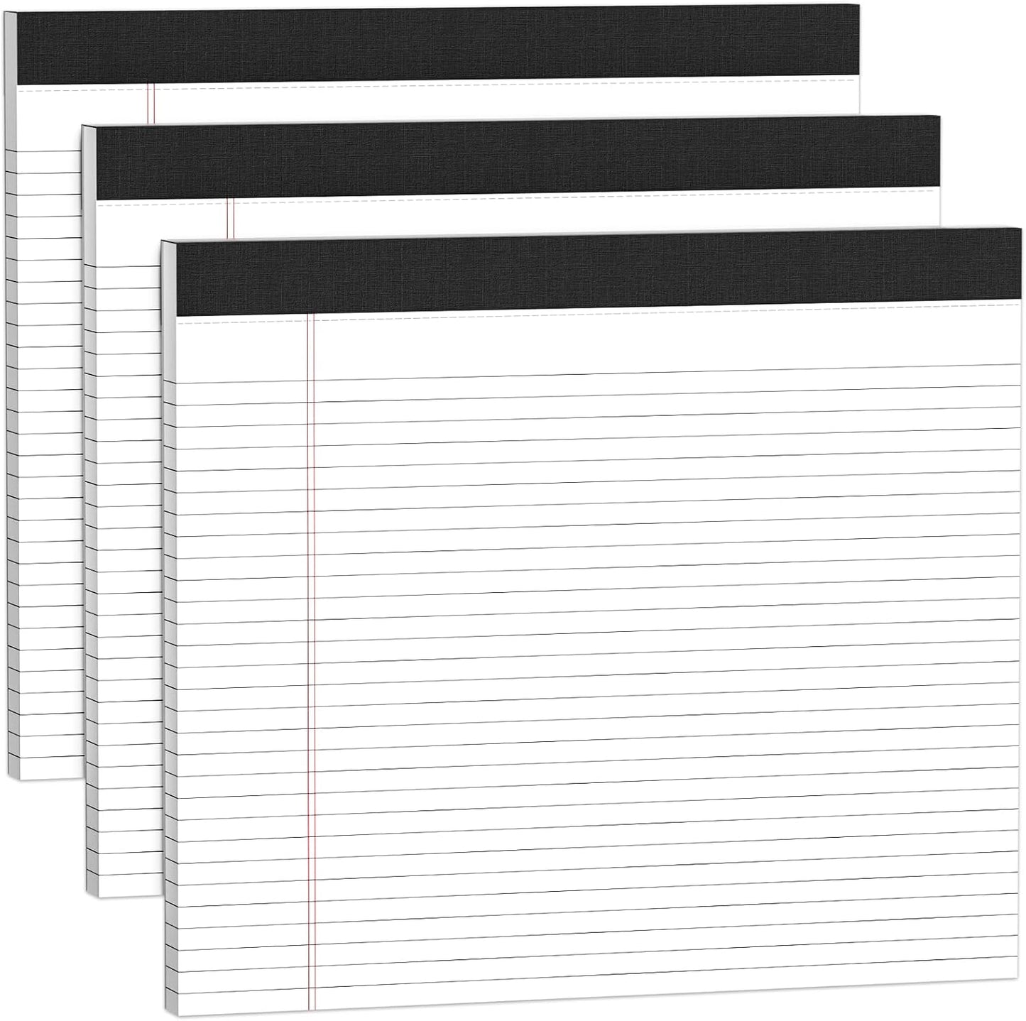 3 Pack Legal Pads 11 x 9.5 College Ruled White Paper Note Pad Narrow Ruled 30 Sheets Notepads Perforated Writing Pad Clear Print Horizontal Pads of Paper