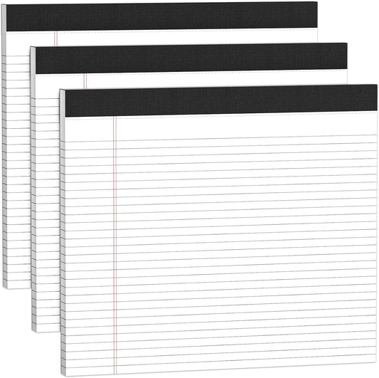 3 Pack Legal Pads 11 x 9.5 College Ruled White Paper Note Pad Narrow Ruled 30 Sheets Notepads Perforated Writing Pad Clear Print Horizontal Pads of Paper