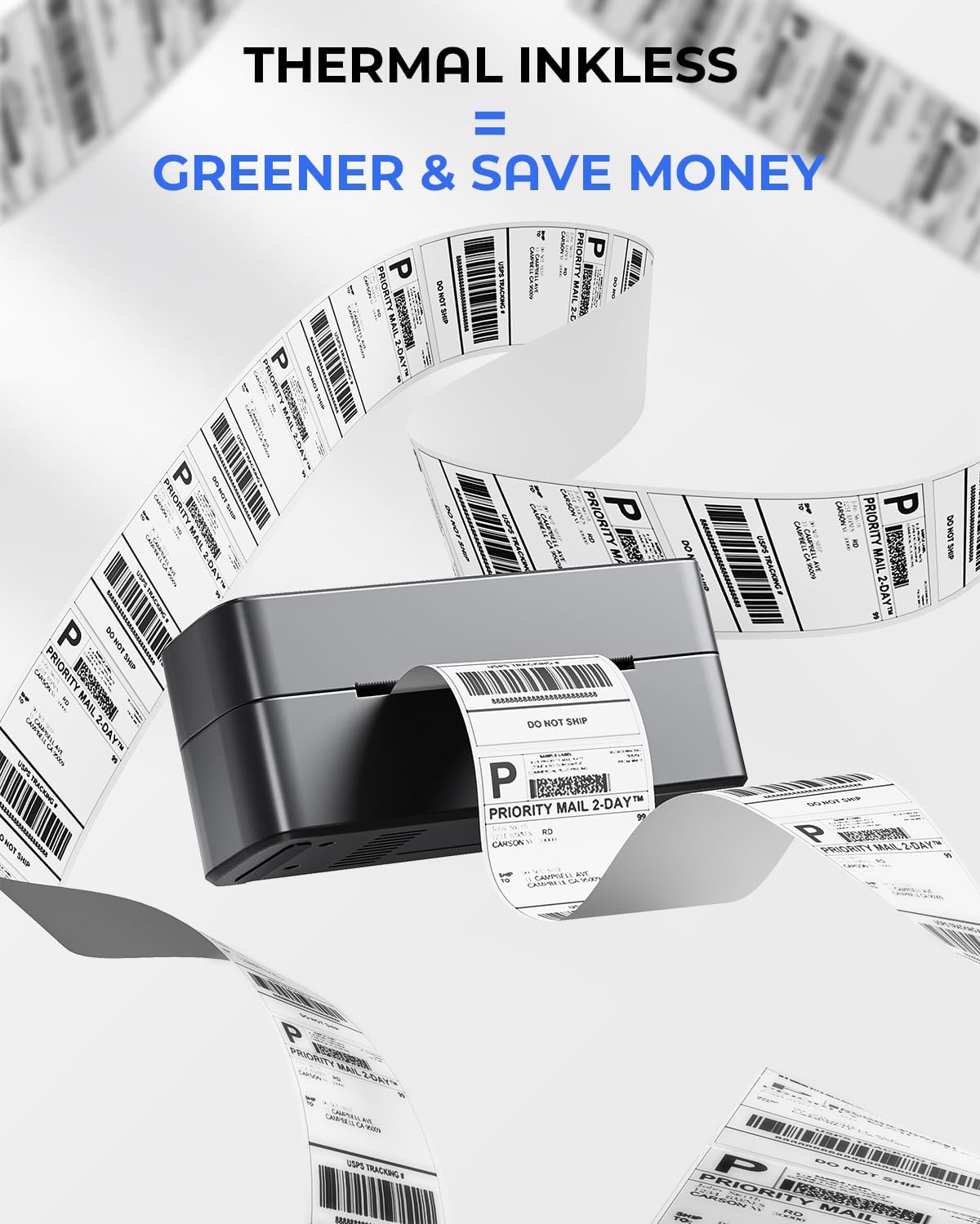 Phomemo 4x6 Shipping Label Printer - 241BT Bluetooth Thermal Label Printer Compatible with iOS&Android, Windows, Mac, Chrome OS, Wireless Thermal Printers for Small Business, Barcode, Packages - Black