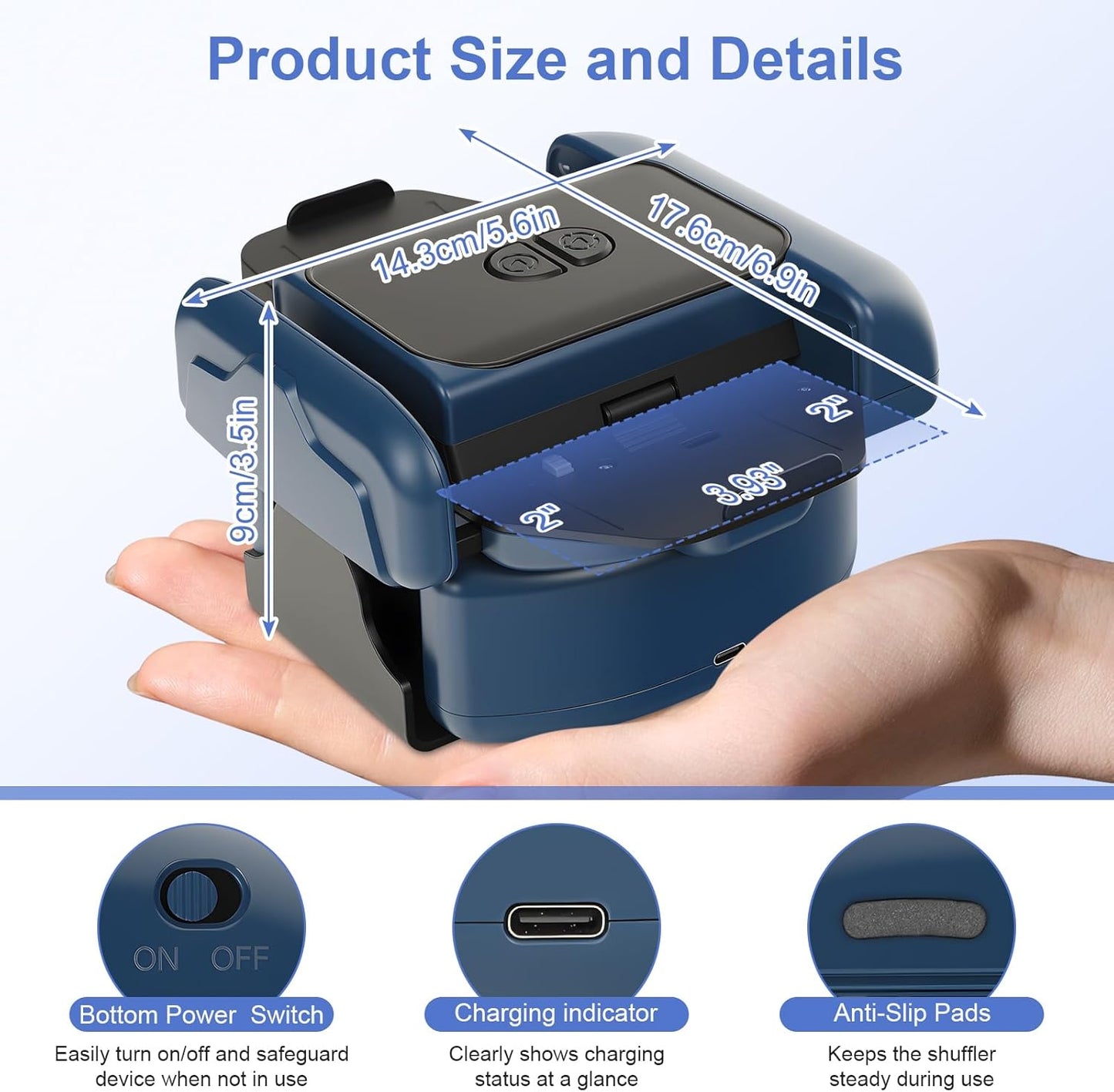 BEE&FLOWER Card Shuffler Rechargeable Automatic Shuffler Low Noise Fast Shuffle for 1–2 Decks with Auto/Manual Modes Compatible with Poker, Blackjack, Texas Hold’em, Bridge, Popular Card Games