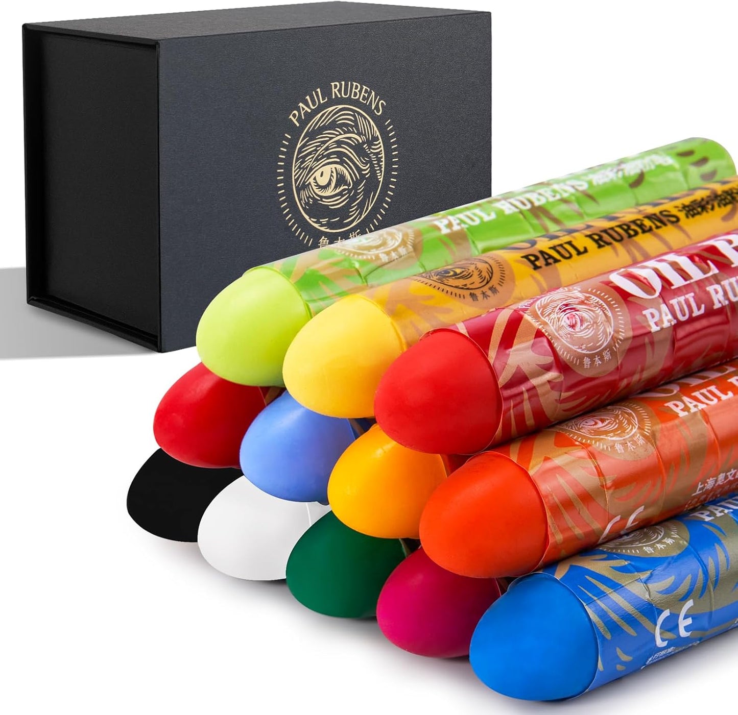 Paul Rubens Large Oil Pastels Set - 12 Colors A (0.79" x 4.72" Jumbo Sticks), Vibrant Colors, Creamy Texture and Blends Easily for Artists, Students and Professionals, Ideal for Filling in Large Areas