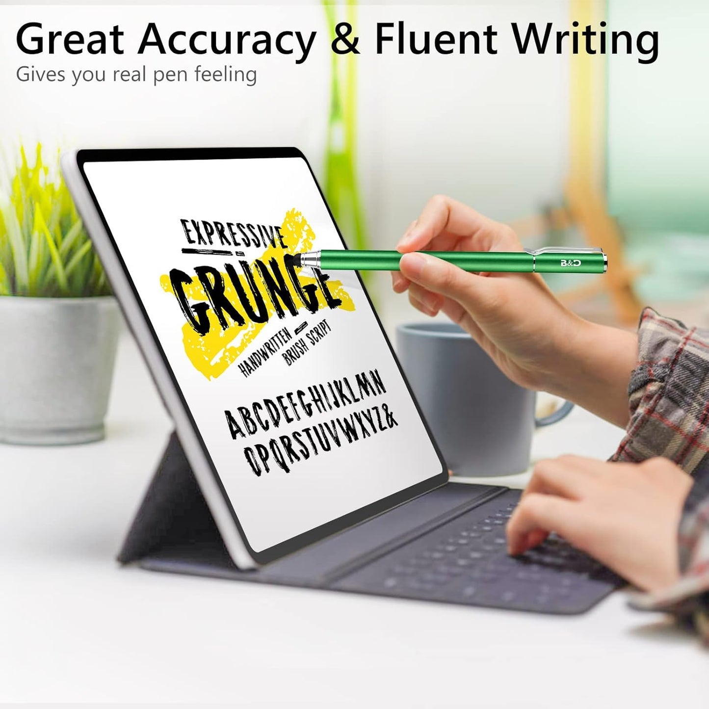 Stylus Pens for Touch Screens, Bargains Depot (2 Pcs) 2-in-1 Stylus Pens for iPhone, iPad, Samsung Galaxy, Tablet with 20 Replacement Rubber Tips -Purple/Green