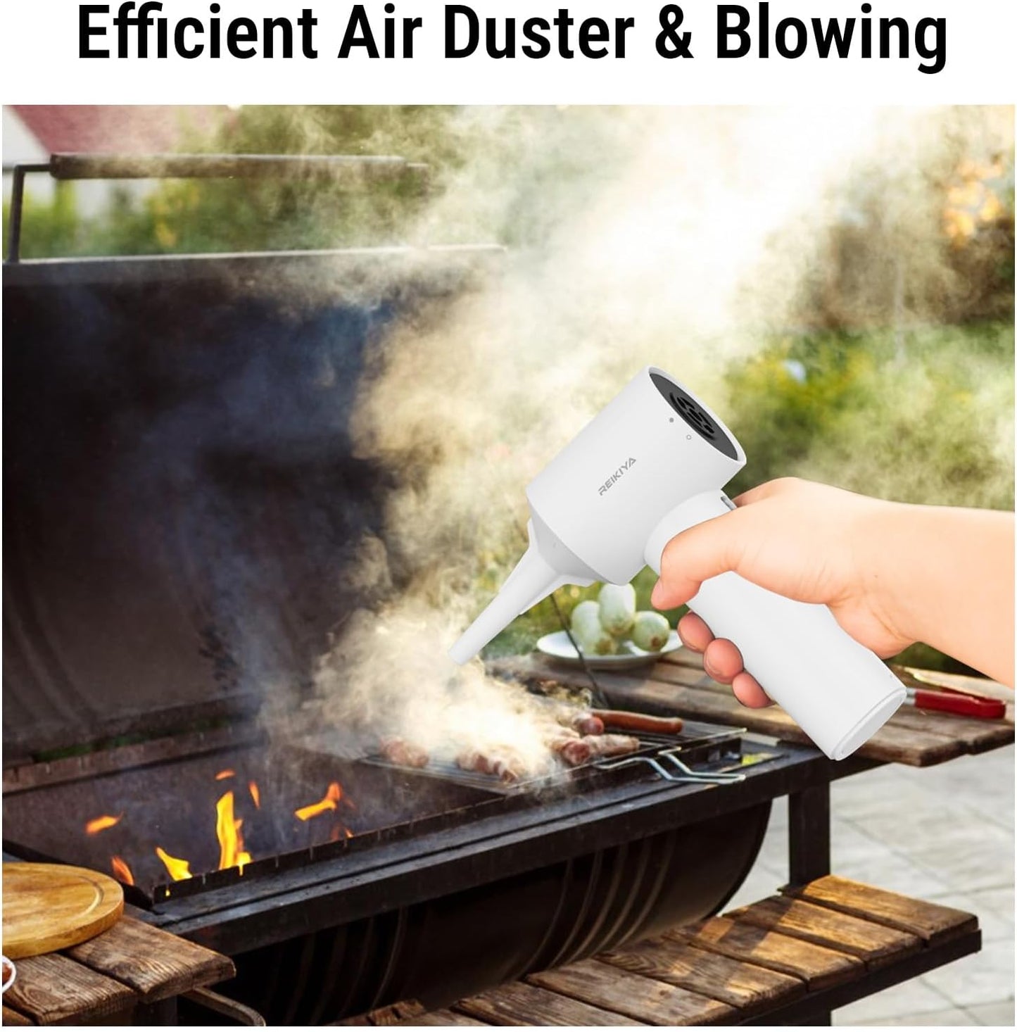 REIKIYA Portable Air Duster 150000RPM Super Power, 18000Pa Cordless Vacuum Cleaner Rechargeable Handheld Pump with LED Light, Adjustable Dust Blower for Computer Keyboard Car House Outdoor