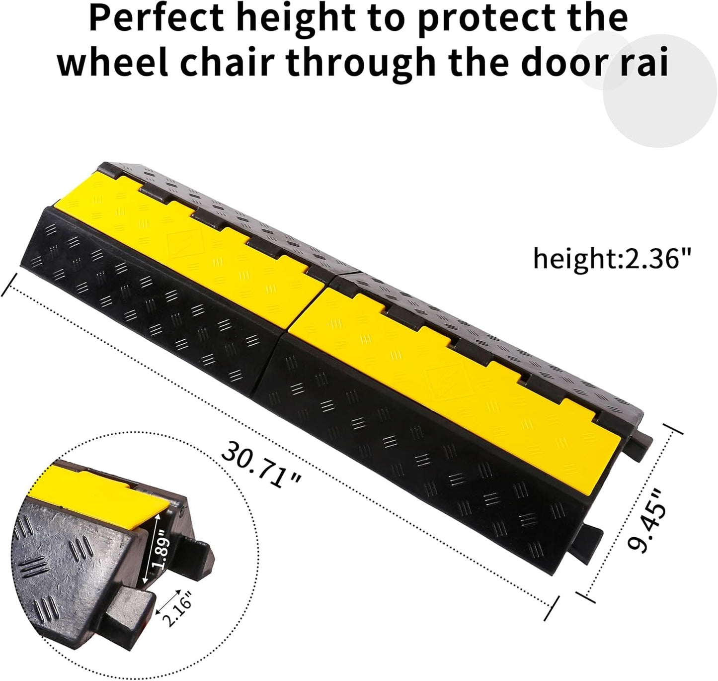 Rubber Cable Ramp Cord Cover Cable Protector Ramps Wire Hose Protective 1 Channel 22000Lbs Load Capacity Traffic Speed Bump for Asphalt Concrete Gravel Driveway, 1 Pack