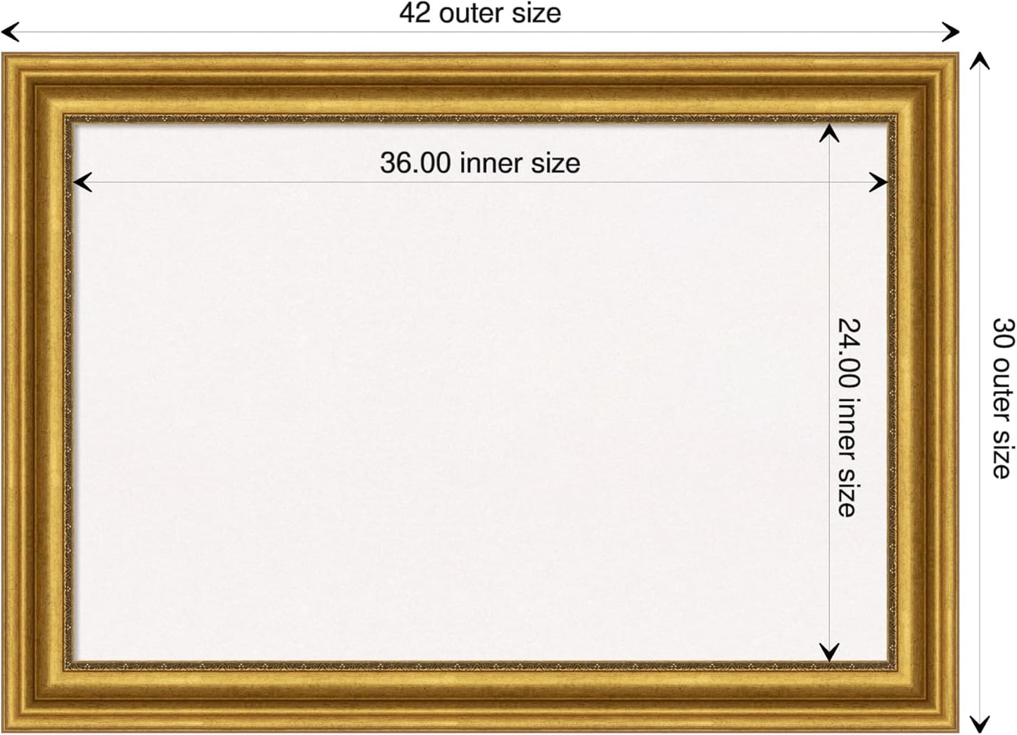 Amanti Art White Cork Board for Wall, 30x42 Vision Board with Gold Frame, Large Corkboard Office Decor for Home Organization, Traditional Corkboard Pinboard to display items for home organization