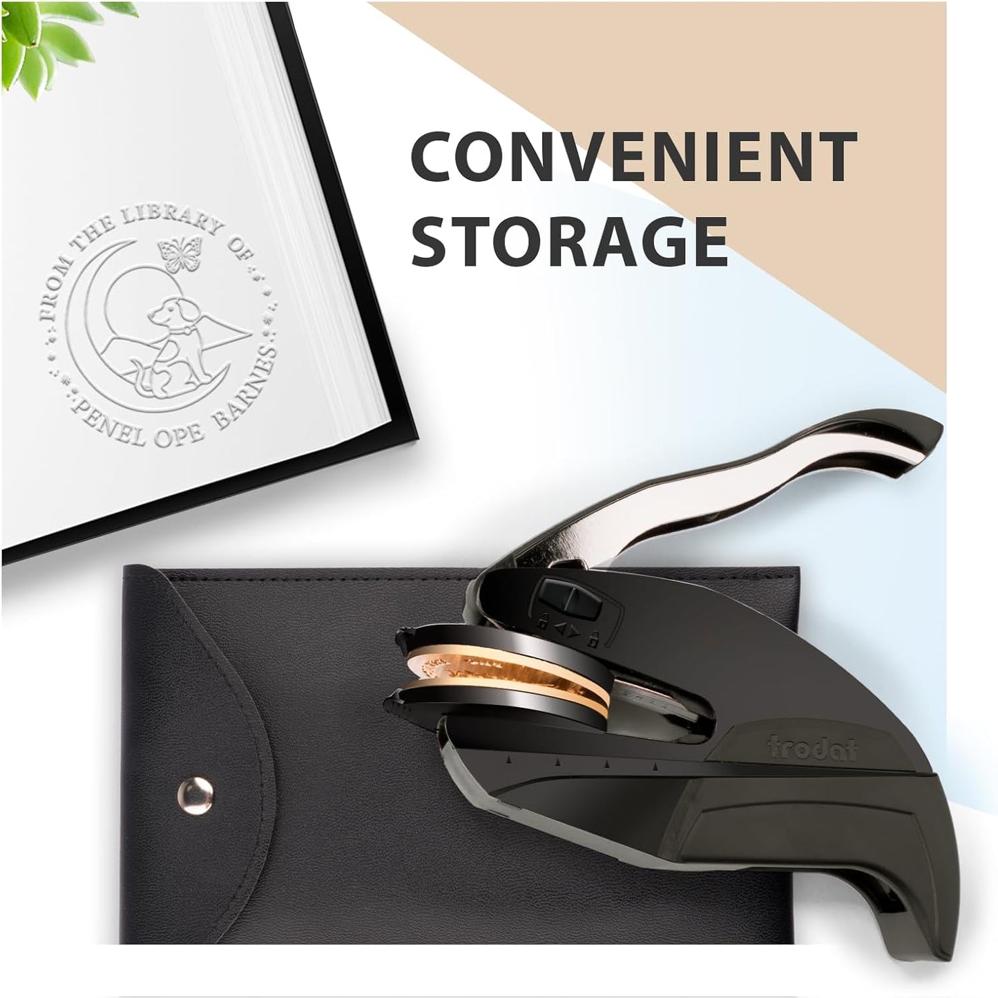 Custom Book Embosser | Personalized Book Stamp | Self Ink Rubber Stamp from The Library of | Customizable Embosser (Dog 9)