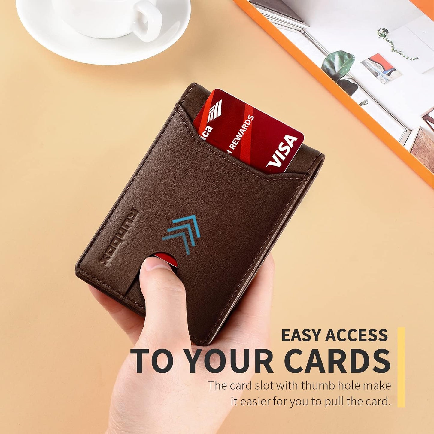 RUNBOX Novelty Wallet for Men Slim 11 Credit Card Holder Slots Leather RFID Blocking Small Thin Men's Wallet Bifold Minimalist Front Pocket Large Capacity Gift Box