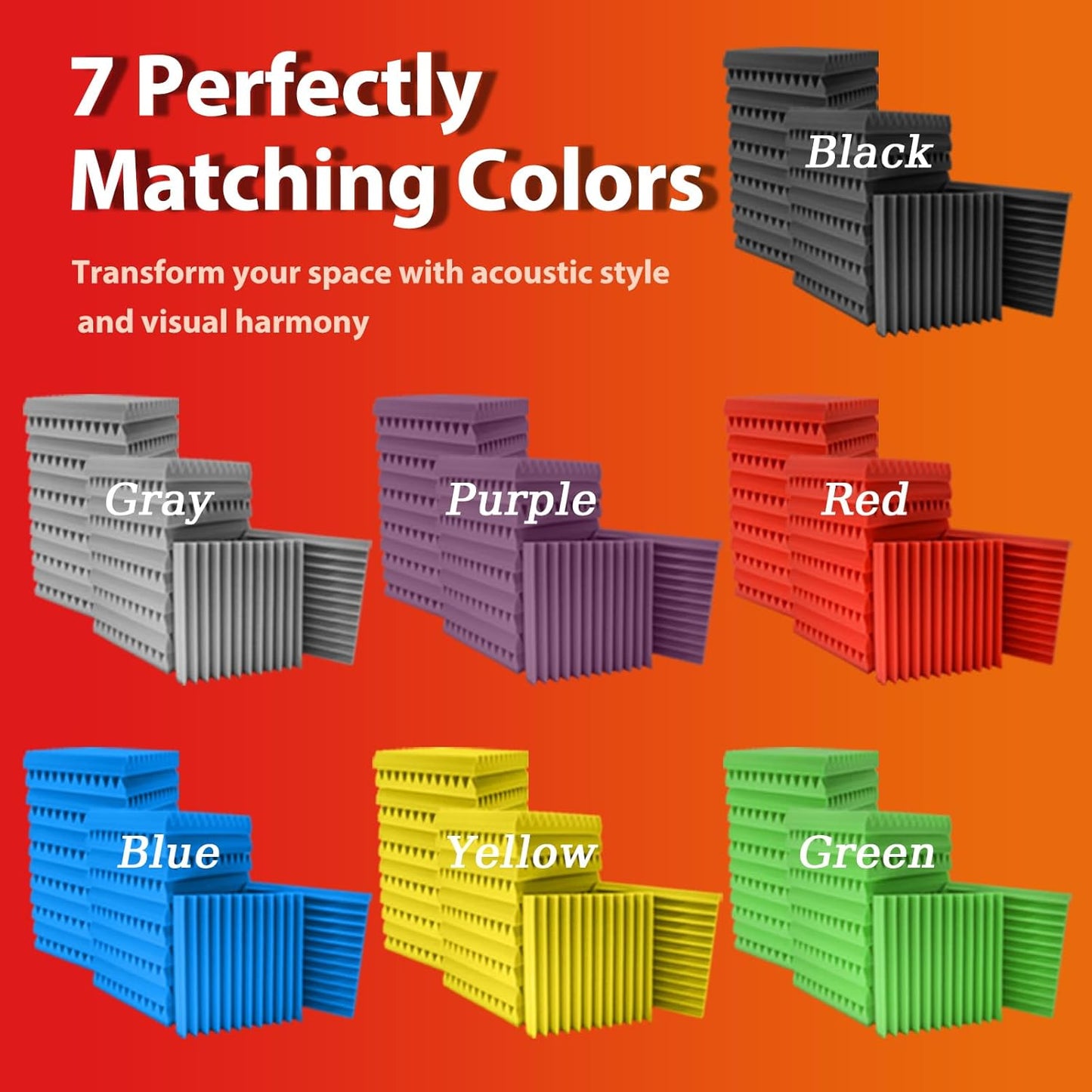 24 Pack Acoustic Panels – Sound Proof Foam Panels for Wall 12"x12"x1", Flame Retardant Wedge Acoustic Foam, High-Density Sound Absorbing Panels for Home Studio(Green, 1" Thick 24 Pack)