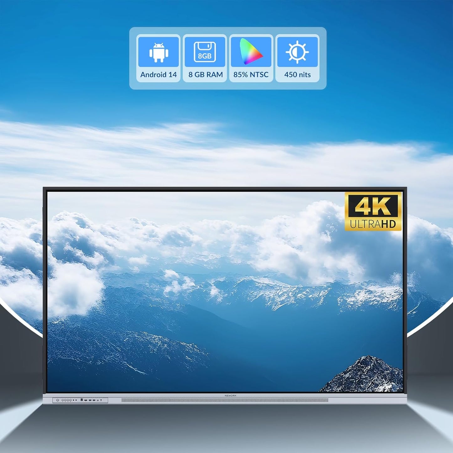 65 Inch 4K Smart Board - Google EDLA-Certified Interactive Whiteboard, Android 14, 50-Point Touch, Wireless Casting - Digital Whiteboard for Classrooms & Hybrid Offices (Board Only)