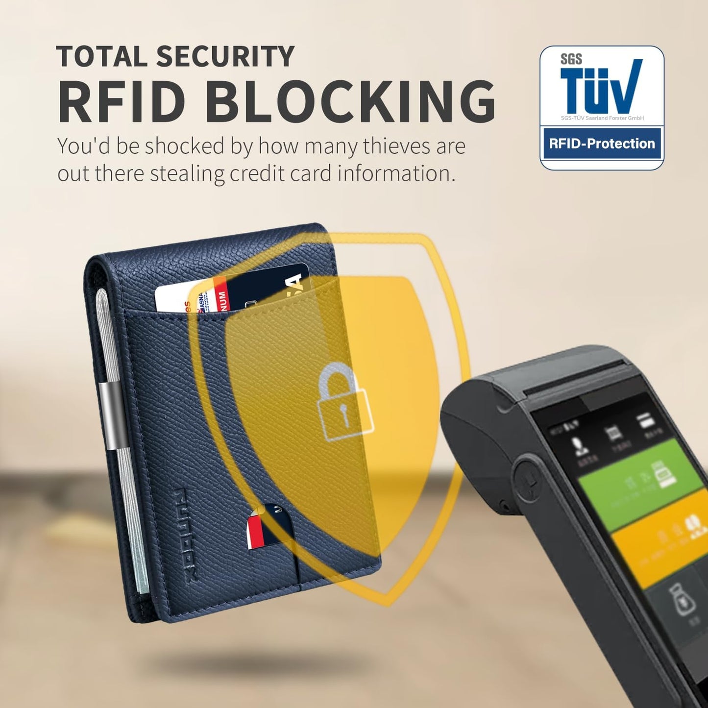 RUNBOX Money Clip Slim Wallets for Men RFID Blocking 11 Card Holder Minimalist Small Leather Bifold Men's Front Pocket Wallet Gift Box