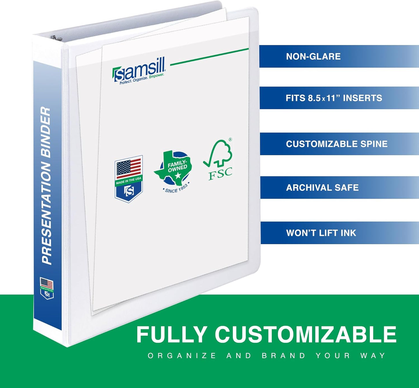 Samsill 3 Inch 3 Ring Binders, Made in USA, Economy Round Ring, Clear View Cover, 550 Sheet Capacity - for School, Home, Office - White, 12 Pack