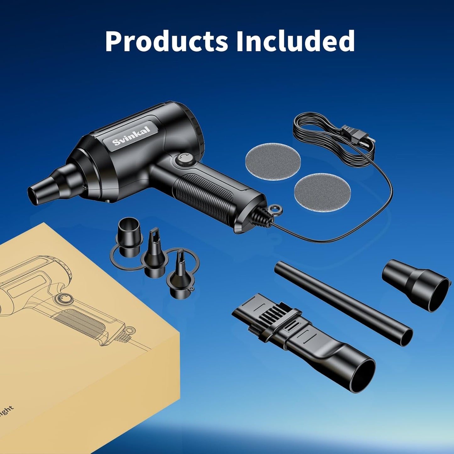 Compressed air Duster Electric 500W, Canned air Replacement, 40000RPM Air Blower, Stepless Speed, an AC dust Blower with 6ounces of Blowing Power for Computer Keyboards etc Electronic Duster