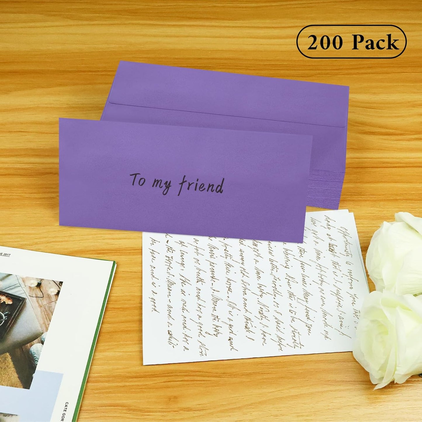 200 Pack #10 Business Envelopes, Dark Purple Standard Envelopes Self Seal, Letter Size Mailing Envelopes for Checks Letters Invoices Christmas Birthday Graduation Wedding, 4 1/8 x 9 1/2 Inch
