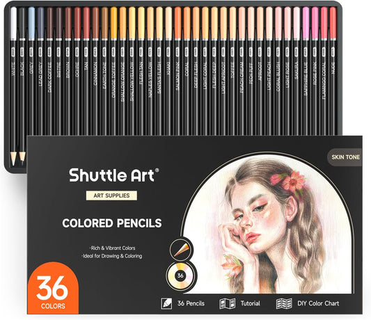 Shuttle Art 36 Skin Tone Colored Pencils, Colored Pencils for Adult Coloring, Soft Core Color Pencil for Adults Kids Artists Beginners Drawing Coloring Sketching