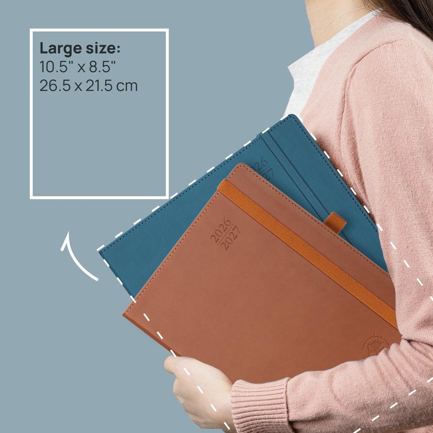 POPRUN Monthly Planner 2026-2027 (Large- 8.5" x 10.5" Soft Cover), 18-Month Calendar Book (Jan.2026 - Jun. 2027), Calendar Planner with Monthly Tabs & Pocket, 100 GSM Paper - Green