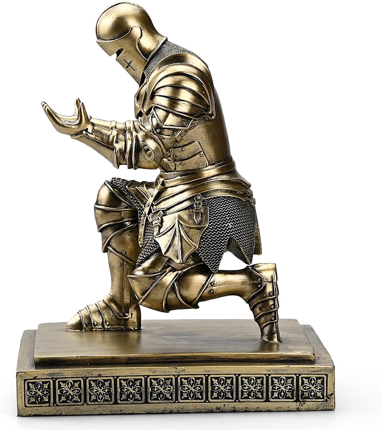 Medieval Armored Warrior Knight Pen Holder Desk Organizers and Accessories Resin Pencil Holder Paperweight as Gift with a Cool Letter Opener for Desk (Bronze)