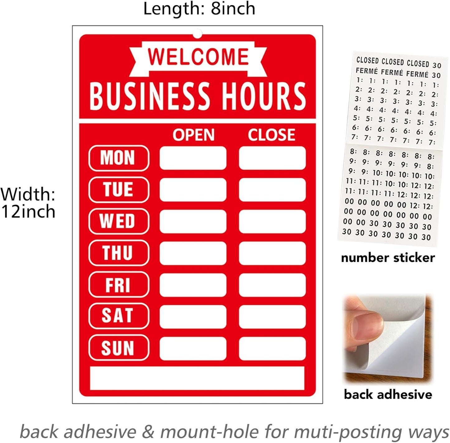 Open Closed Signs Business Hours Sign Set for Window Door Open Signs for Business Hour Closed Open Flip Sign Store Resturant Bar Red