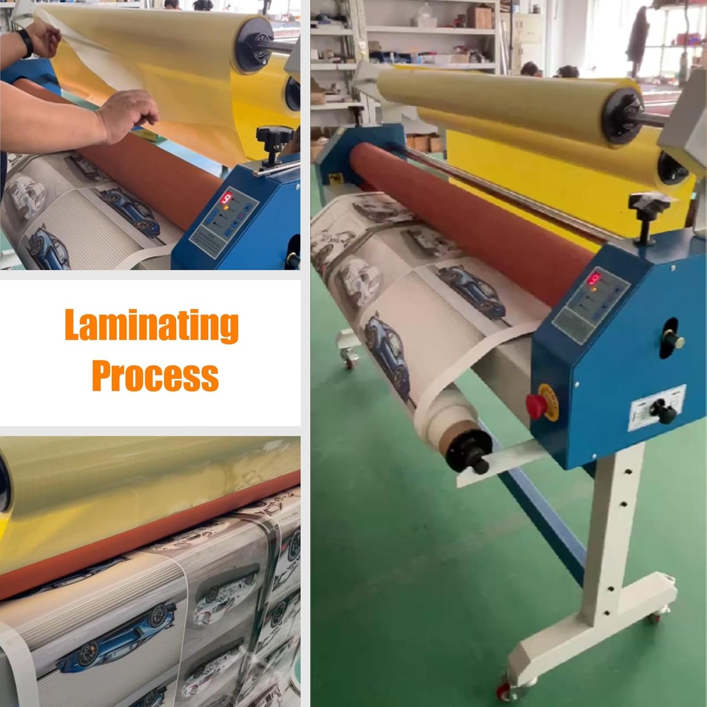 TECHTONGDA 51in Cold Laminating Machine, Electric/Manual Dual-use Cold Roll Laminator, Wide Format Laminator with Self-Removing Film Function, Adjustable Speed