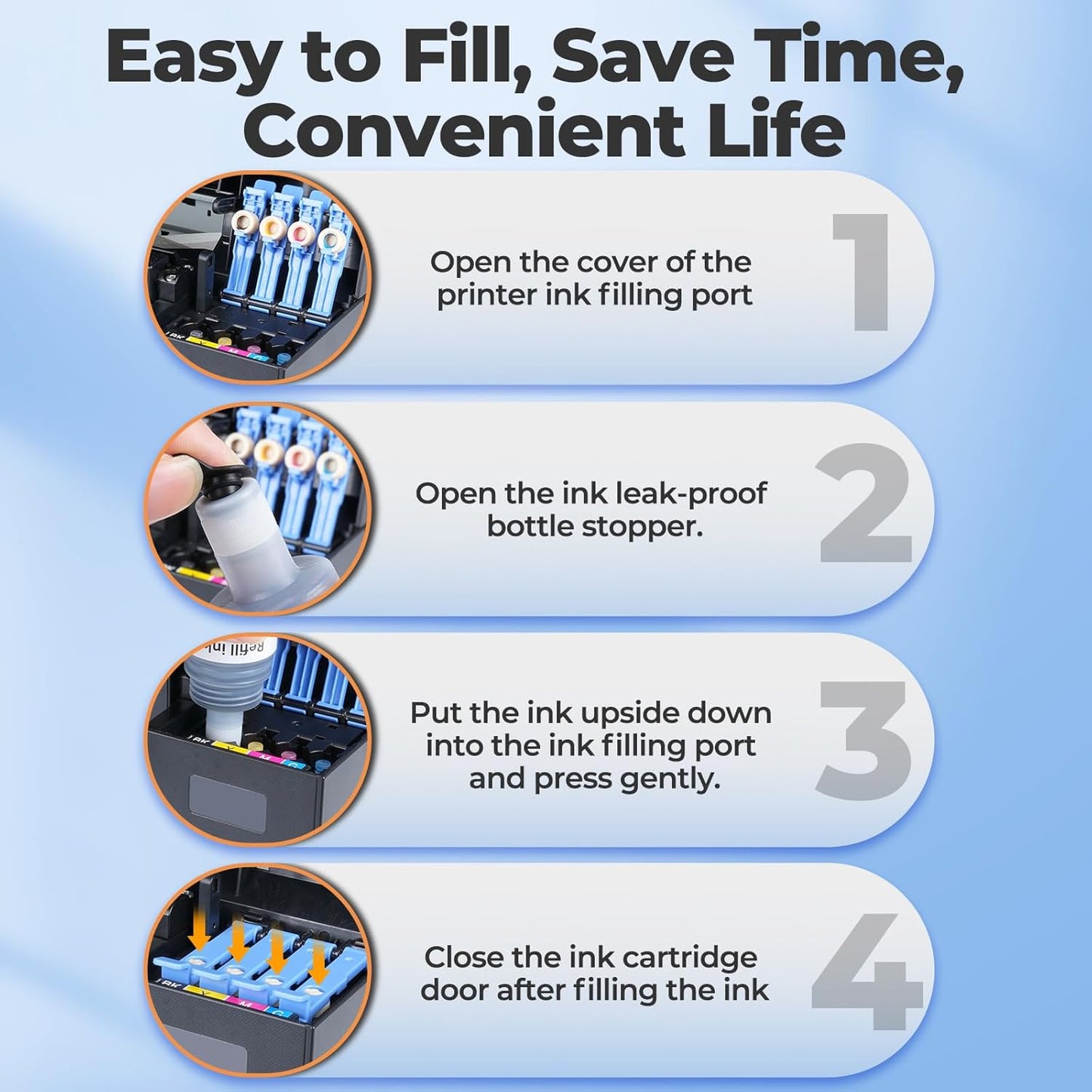 522 Ink Refill Bottles ET-2800 ET-2400 ET-4800 Replacement for 522 Ink 2800 Refill Ink for Eco tank ET-2400 ET-2720 ET-2800 ET-2803 ET-4700 ET-4800 ET-4810 ET2400 ET2720 ET2800 ET2803 ET4800 Printers