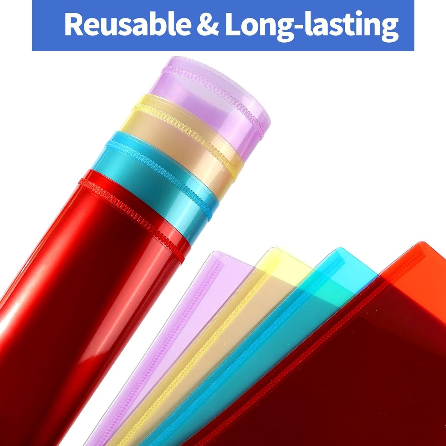 LEOBRO Plastic File Folders for Documents, 4 PCS File Folders, A4 Size Plastic Folders, Plastic Envelopes with Snap Closure, Clear Envelopes Pouches Folder Organizer Document Holder, Filing Envelopes