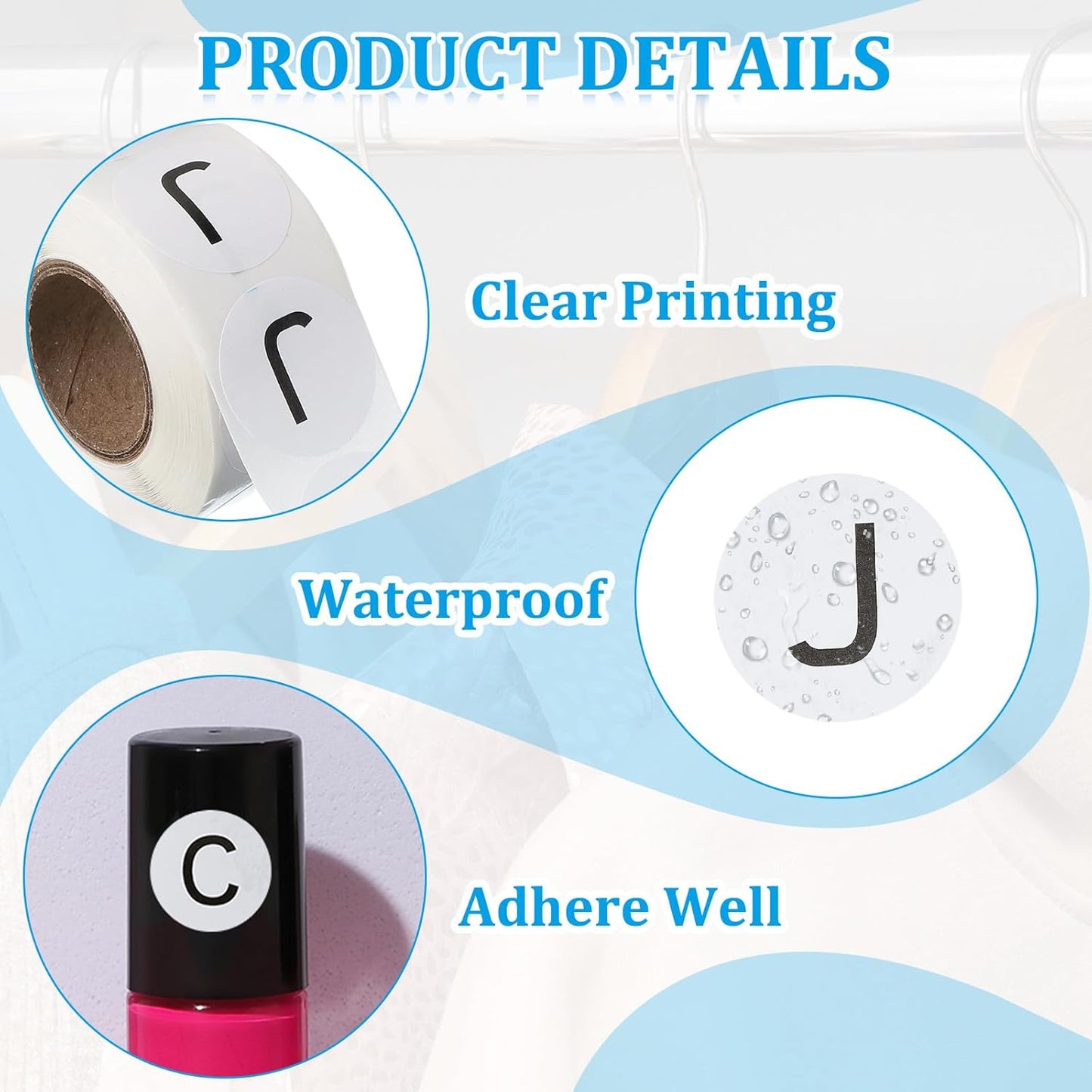 PATIKIL 1" Letter J Stickers, 4 Rolls Self-Adhesive Alphabet Round Circle Dots Labels for Organization Storage Inventory Boxes Scrapbook Craft 2000 Pcs Total