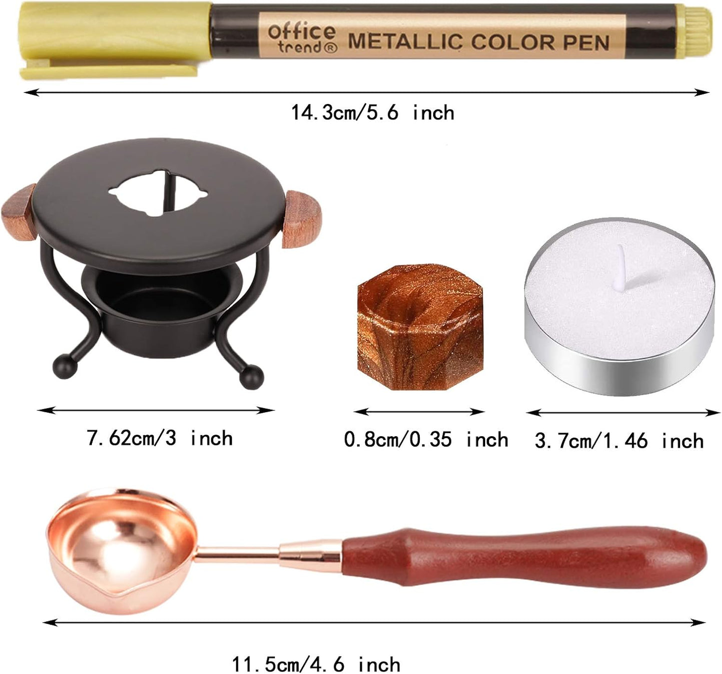 YIPLED Sealing Wax Kit, 310 Pcs With Beads, 2 Pens, Warmer, Stamp Spoon and Candles for Letter Sealing, Envelopes, Custom Invitations - 15 Colors