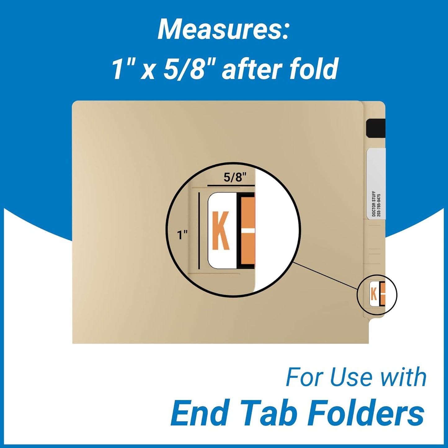 Doctor Stuff - File Folder Labels, Alphabet Letter K Stickers, Compatible with Smead BCCR/BCCS - TPAM Series Alpha Stickers Fluorescent Orange, 1" x 1-1/4", 120 Labels per Package