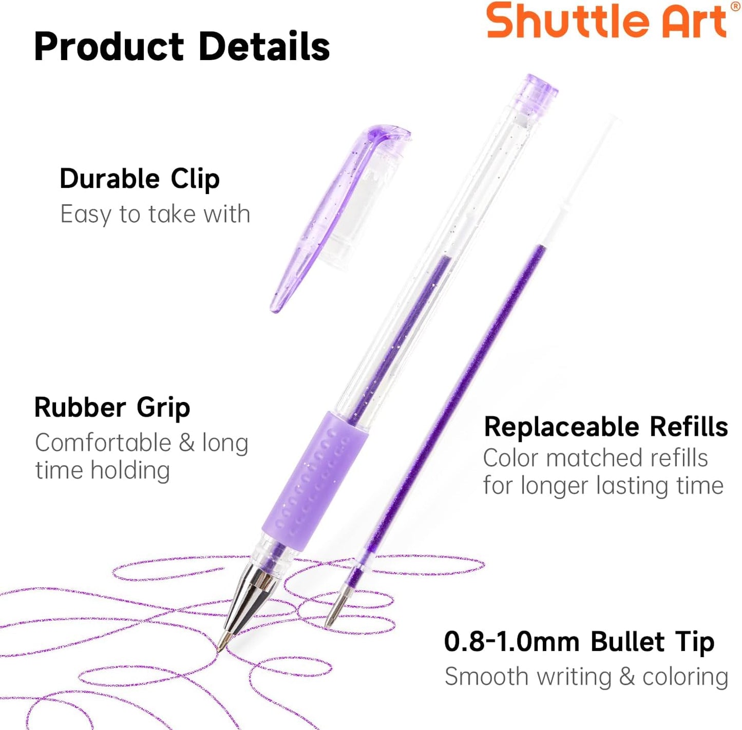 Shuttle Art Gel Pens, 60 Pack Gel Pen Set 30 Colored Gel Pen with 30 Refills for Adults Coloring Books Drawing Doodling Crafts Scrapbooking Journaling