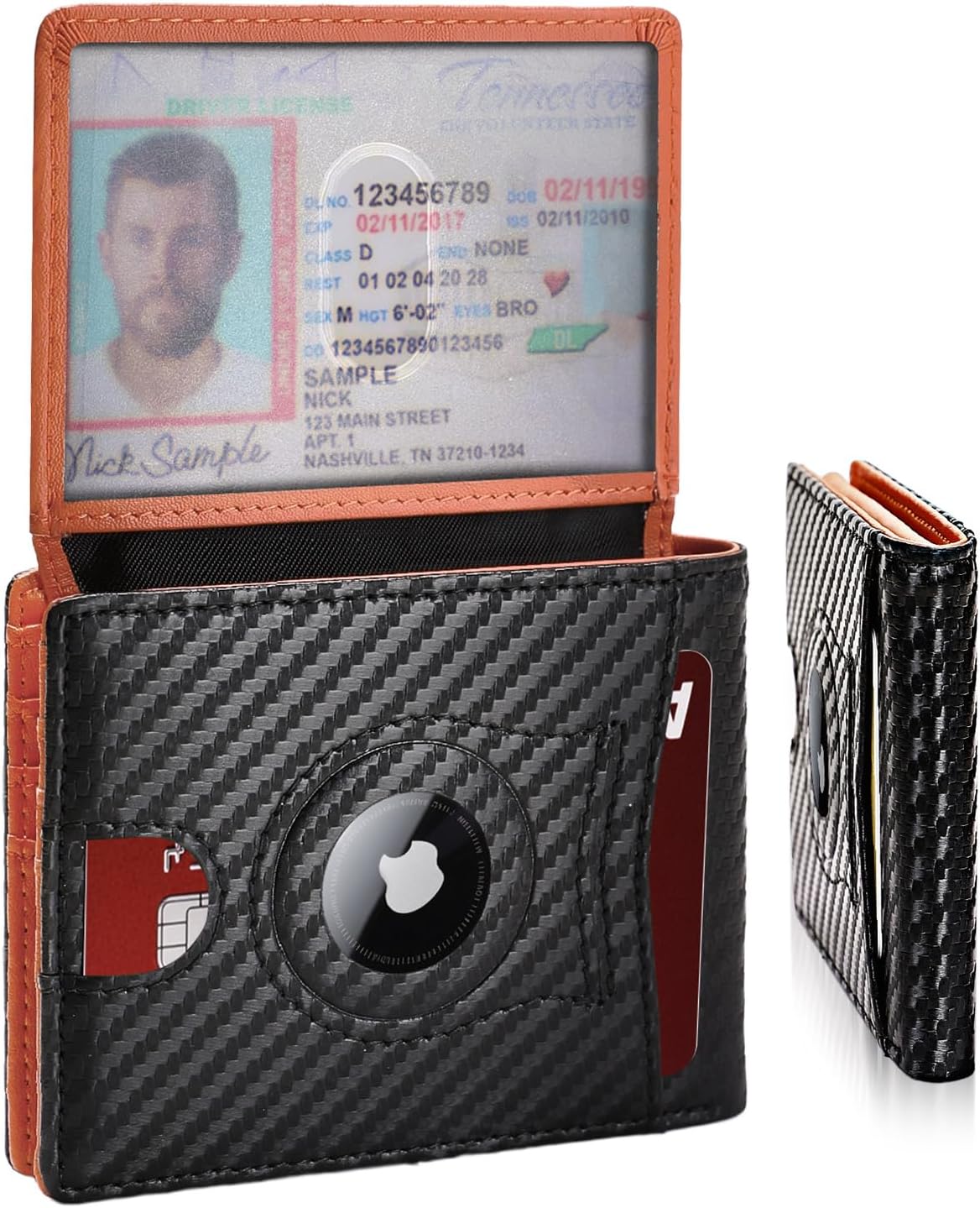 Slim Wallet for Men RFID Blocking Bifold Carbon Fiber Mens Slim Wallet,Ultra Thin Minimalist Front Pocket Small Compact Mens Leather Wallets,Smart Security Credit Card Holder Wallet with 2 ID Window