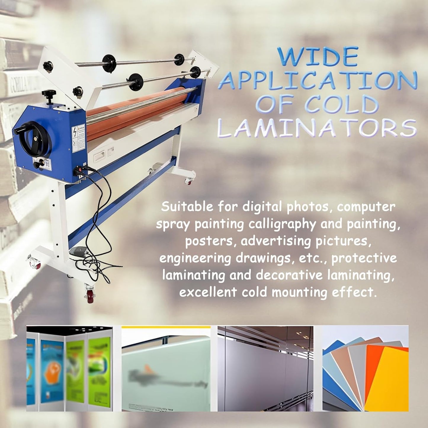 51" Professional Cold Laminating Machine with Self-Removing Film Function Dual Mode Electric/Manual Operation 110V Wide Format Laminator for Posters, Banners, Decals