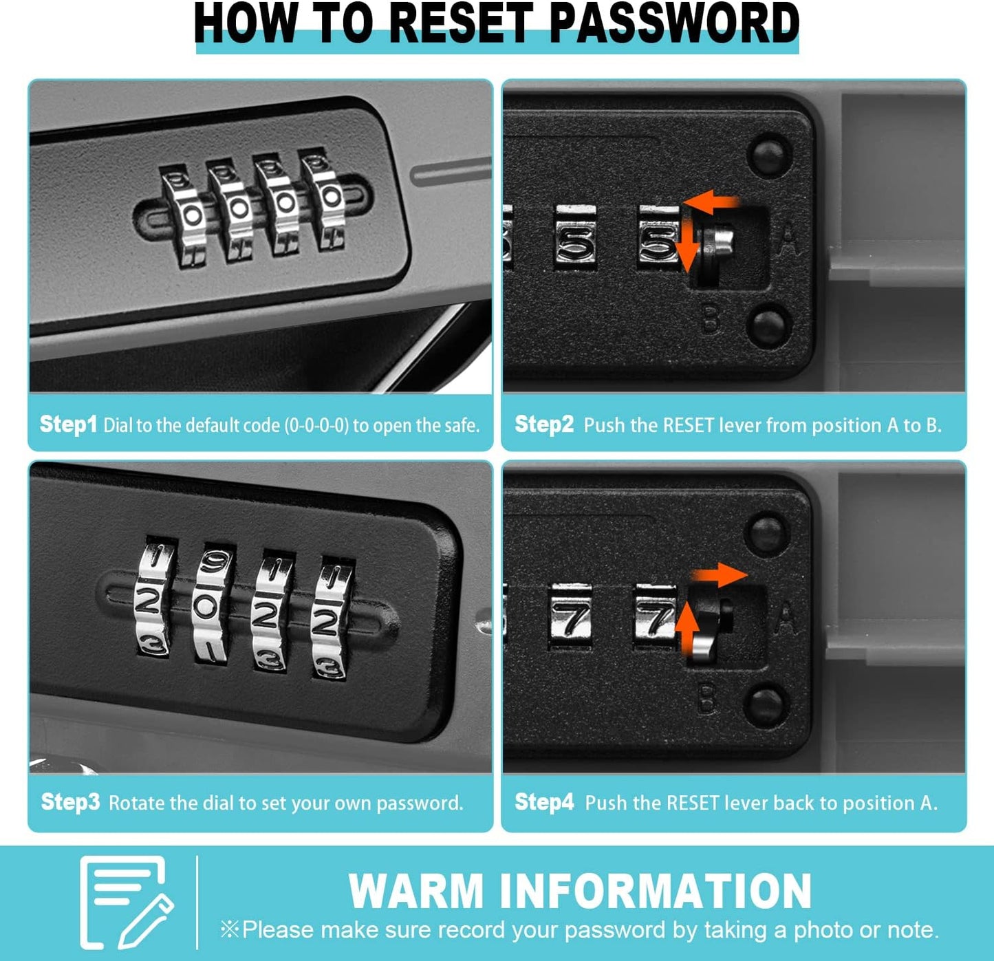 BKNOOU Portable Safe with Removable Chain, Anti-Theft Beach & Travel Safe Box, Waterproof Combination Lock Box for Dorm, Hotel, Car, Home, Office