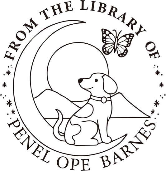 Custom Book Embosser | Personalized Book Stamp | Self Ink Rubber Stamp from The Library of | Customizable Embosser (Dog 9)