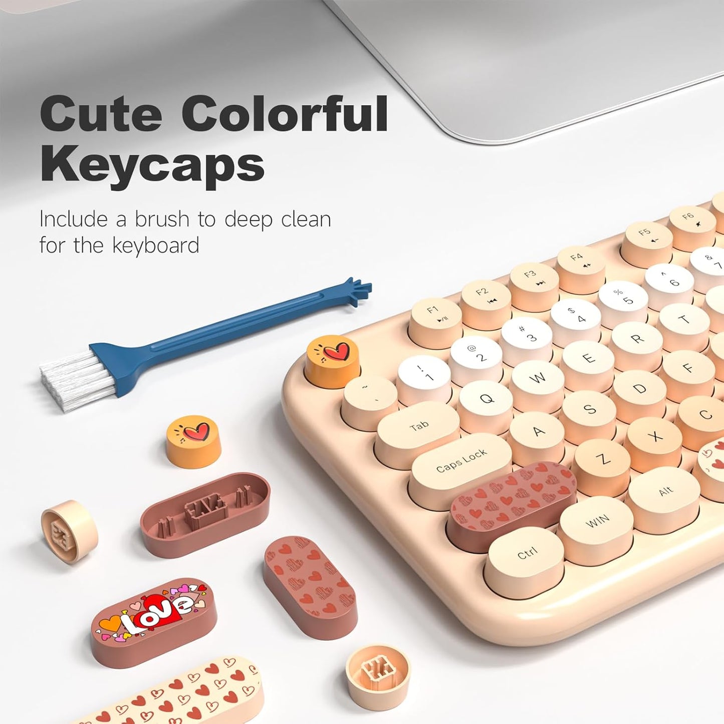 Wireless Keyboard and Mouse, Typewriter Full Size Keyboard with Number Pad and 2 in 1 USB Connected Mouse for Mac, Windows 7/8/10, Laptop, Desktop, PC, Computer