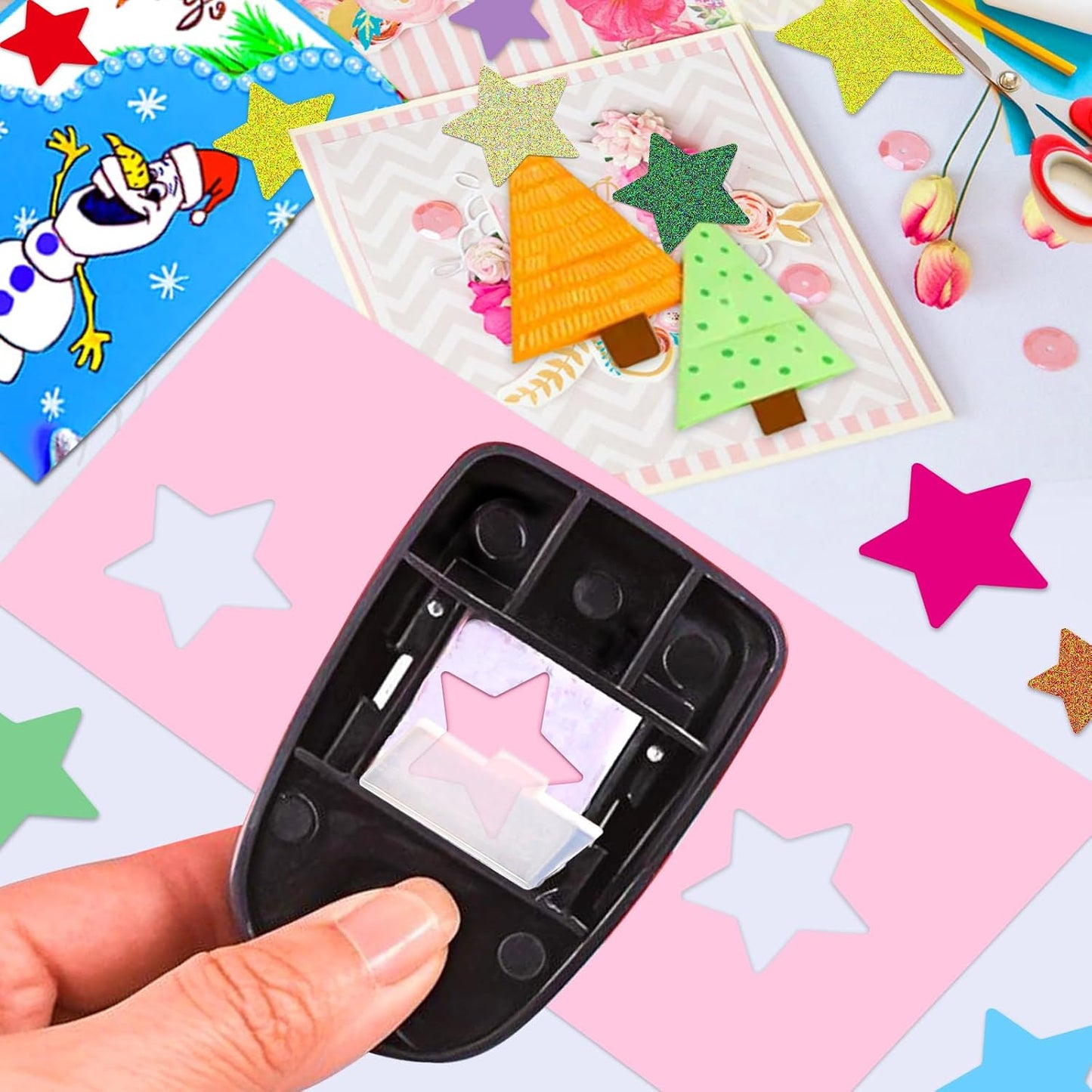 Star Hole Punch, Star Paper Punch, Stars Punches for Paper Crafts, StarPuncher for Crafts, 1 inch Stars Shaped Hole Punches, Crafts Puncher for Scrapbooking DIY Papers Projects