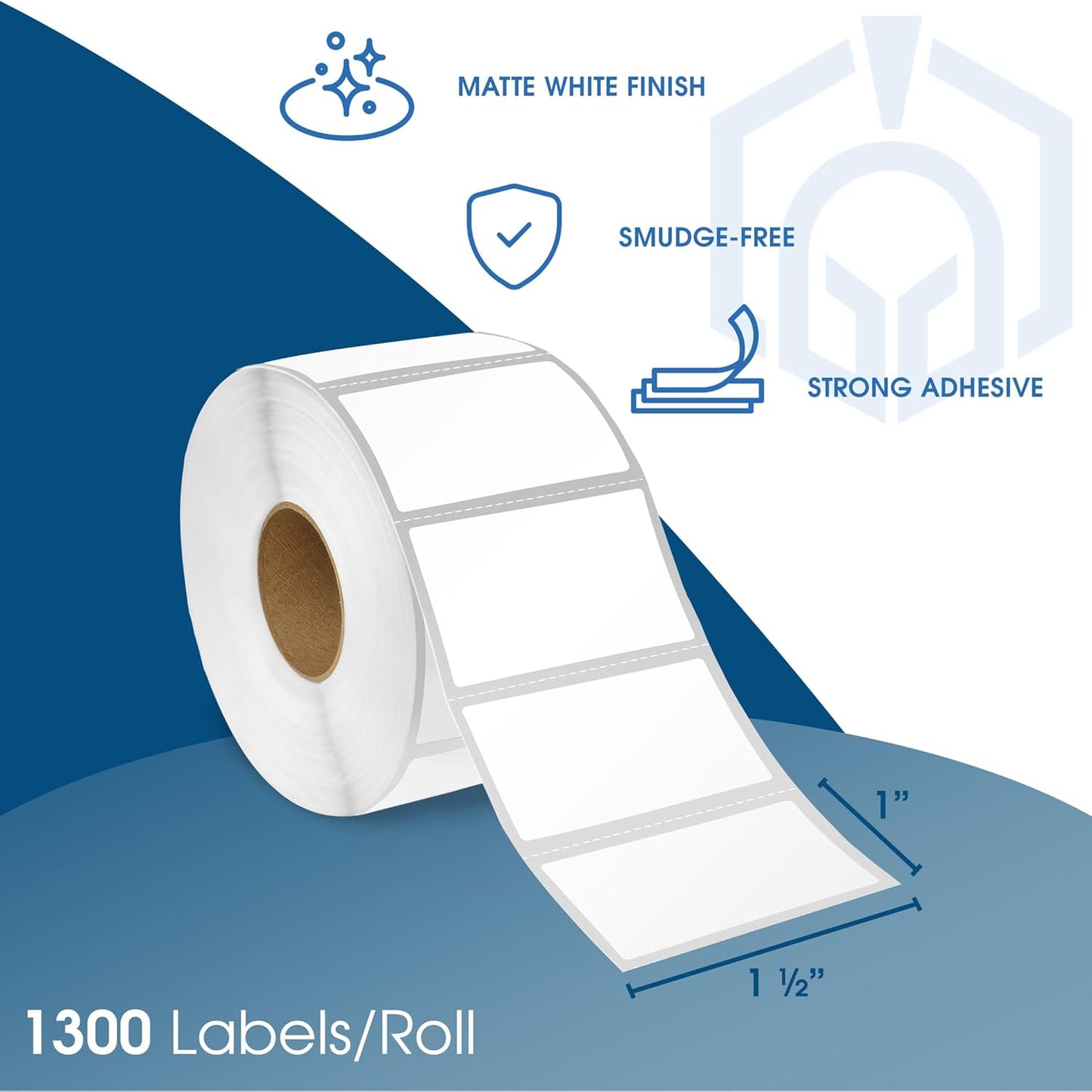 Spartan Industrial - 1 1/2" X 1" Direct Thermal Barcode Labels Compatible with Rollo, Zebra, and Other Desktop Label Printers (10 Rolls, 1300/Roll)