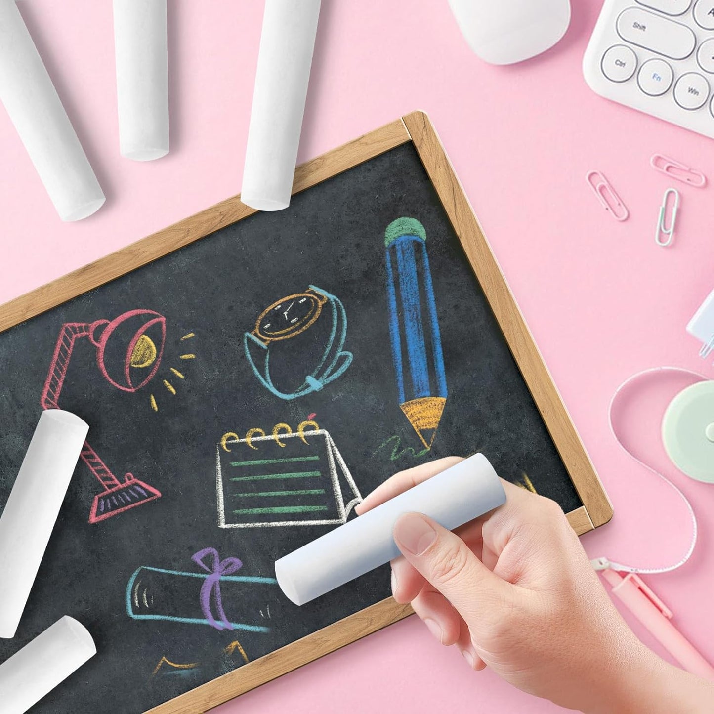 50 Pack White Sidewalk Chalks Washable Chalk for Kids Non-Toxic for Outdoor Art Play, Colored Chalk for Painting on Chalkboard, Blackboard and Playground(White)