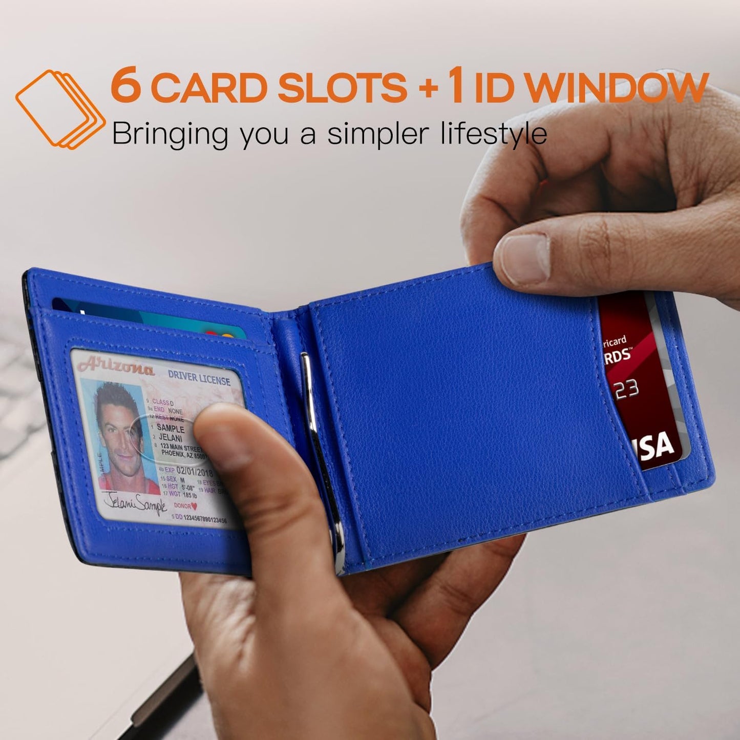 Slim Wallet for Men Genuine Leather RFID Blocking Bifold Minimalist Front Pocket Mens Wallet with Money Clip Thin Gift Box