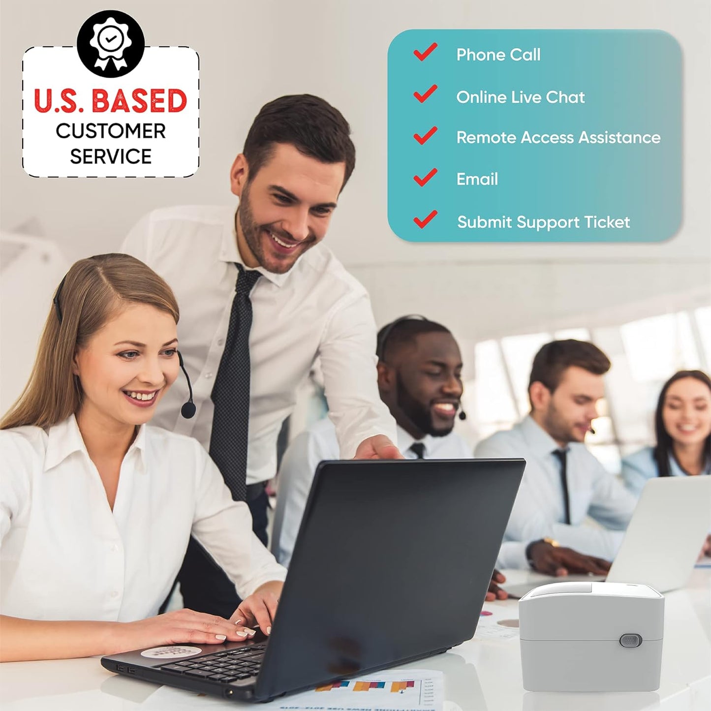 2054K-USB Upgraded 2054A Shipping Label Printer for Windows Mac Chromebook, Support Amazon Ebay Paypal Etsy Shopify ShipStation UPS USPS FedEx, fit Roll & Fanfold 4x6 Direct Thermal