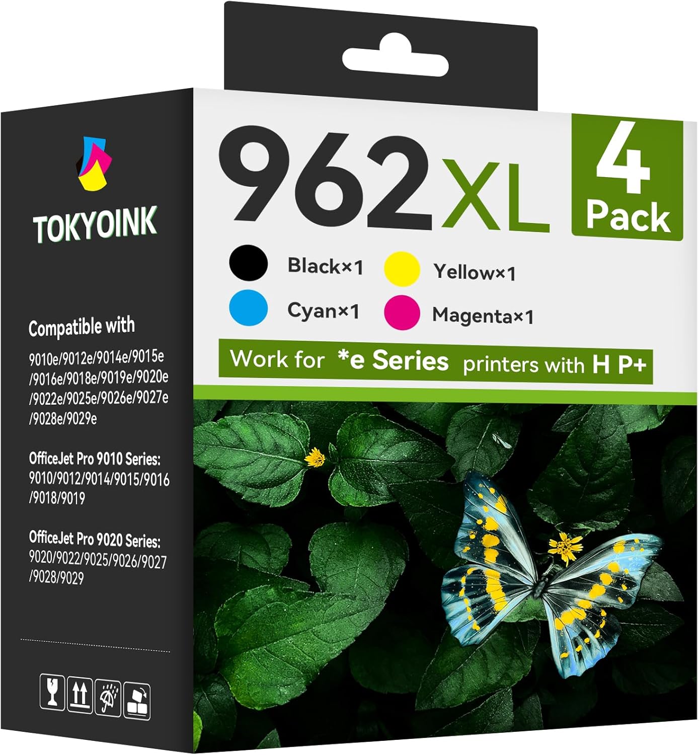 962XL Ink Cartridges Combo Pack Compatible Replacement for HP hp962 962 XL Ink Cartridges Works with OfficeJet Pro 9010e 9012e 9014e 9015e 9018e 9020e 9022e 9025e 9028e (962XL-4P, BK/C/M/Y)