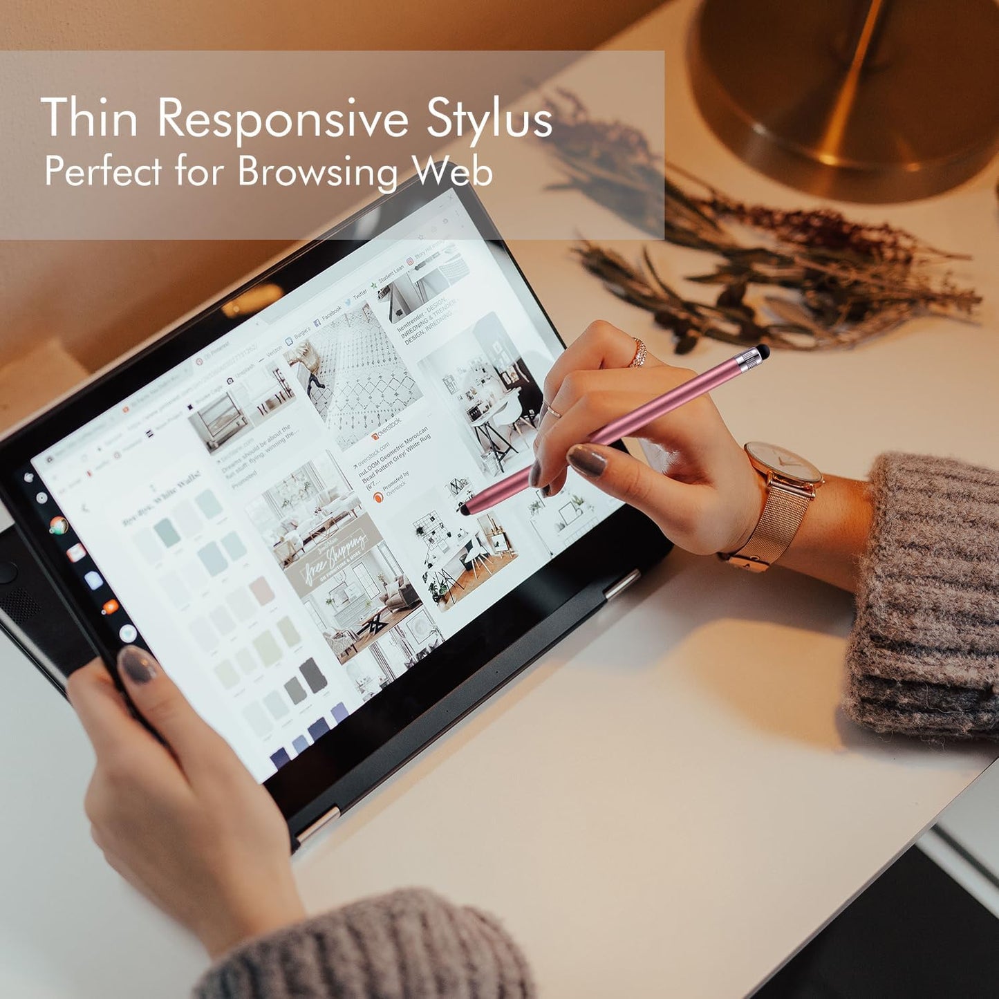 LINFANC 12Pcs Stylus Pen for Touchscreen, 2-in-1 High Precision & Sensitivity Stylus Pen for iPad/iPhone/Android Smartphones and Tablets Compatible with All Touch Screens