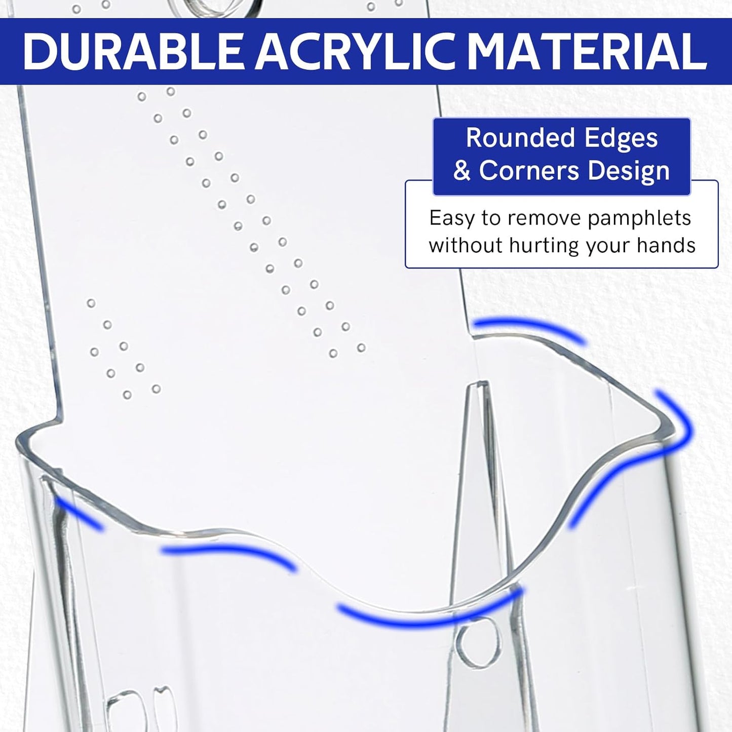 MYFULLY Acrylic Brochure Holder 4 x 7.9 Inches, 10 Pack Clear Plastic Trifold Pamphlet Holders, Wall Mount or Countertop Literature Display Rack Stand for Flyers, Booklets, Menus, Magazines, Leaflets