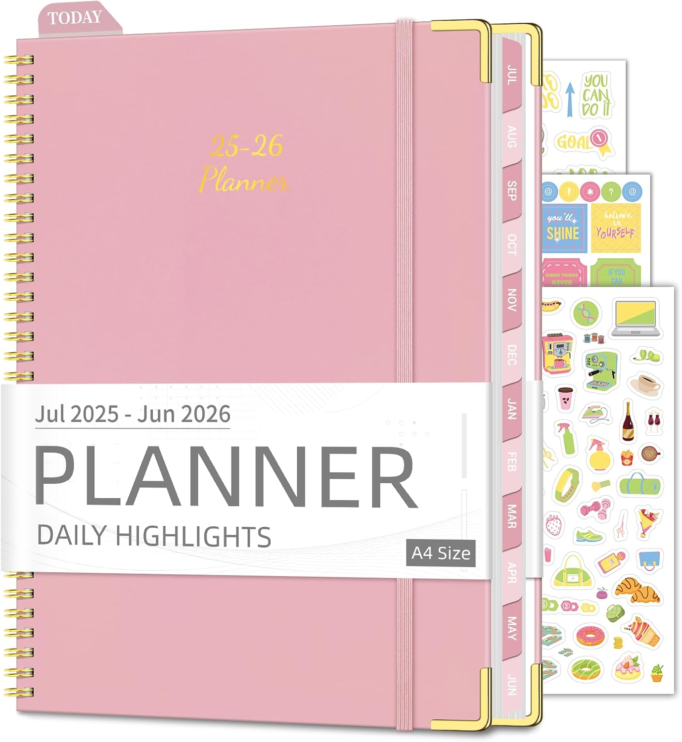 Academic Planner 2025-2026 (8.5" x 11") - Weekly & Monthly Planner (Jul. 2025 - Jun. 2026), Column View Calendar Organizers, Hardcover Agenda Book with Tabs for Office & School, Pink